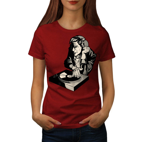 Crazy DJ Playing Womens T-Shirt