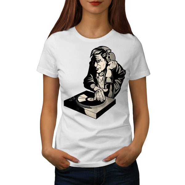 Crazy DJ Playing Womens T-Shirt
