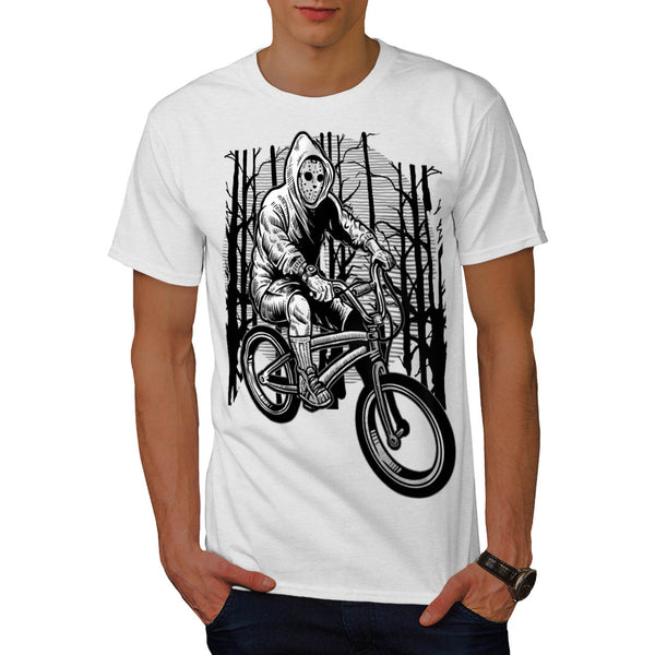 Masked Bicycle Rider Mens T-Shirt