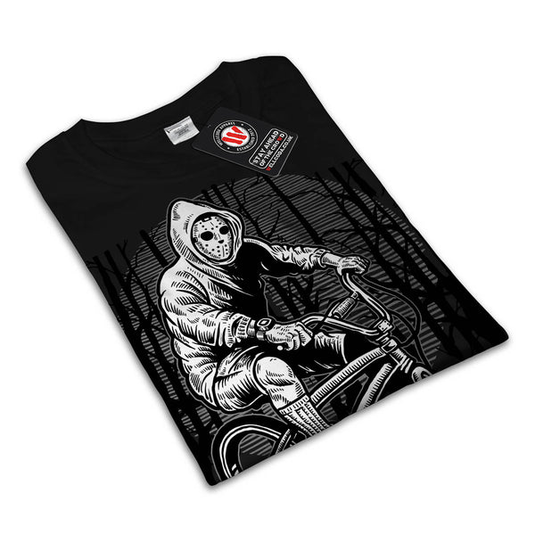 Masked Bicycle Rider Womens T-Shirt