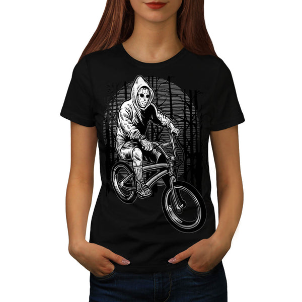 Masked Bicycle Rider Womens T-Shirt