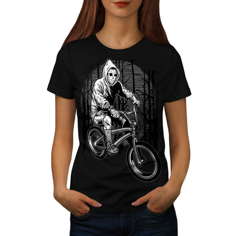 Masked Bicycle Rider Womens T-Shirt