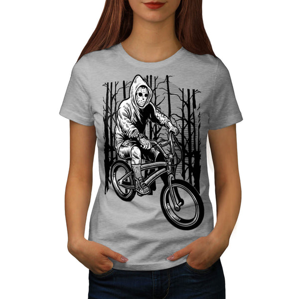 Masked Bicycle Rider Womens T-Shirt