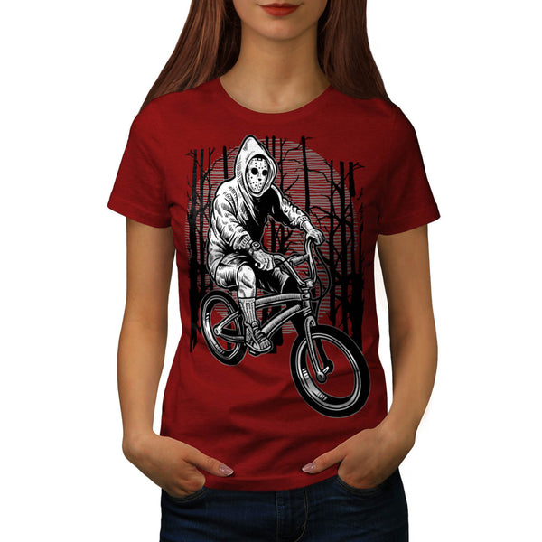 Masked Bicycle Rider Womens T-Shirt