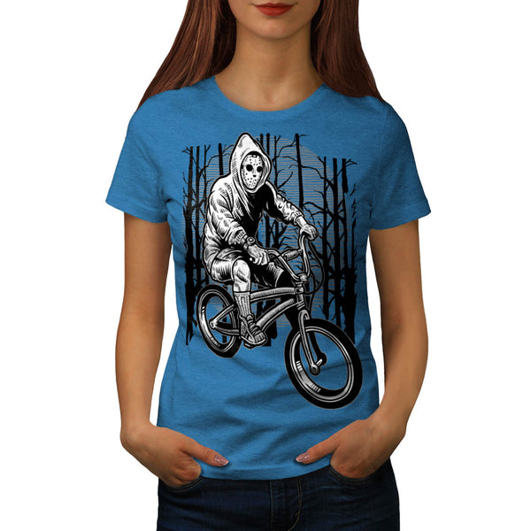 Masked Bicycle Rider Womens T-Shirt