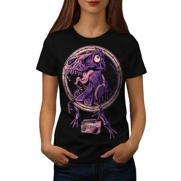 Musical Dinosaur DJ Womens T-Shirt