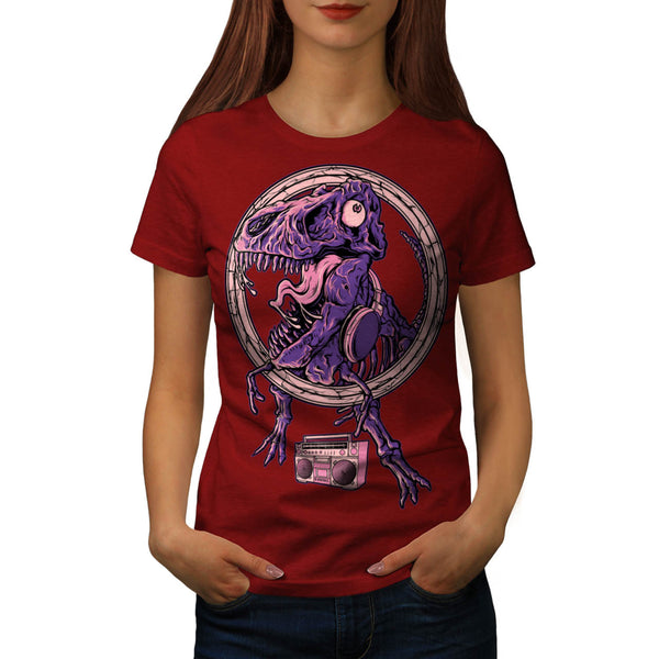 Musical Dinosaur DJ Womens T-Shirt