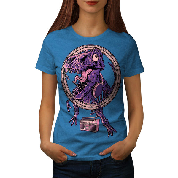 Musical Dinosaur DJ Womens T-Shirt