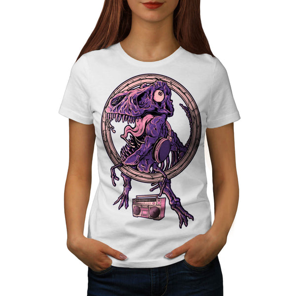 Musical Dinosaur DJ Womens T-Shirt