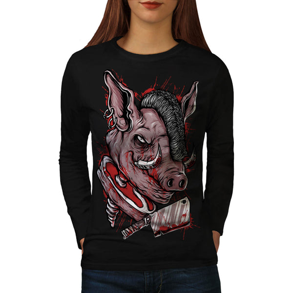 Killer Punk Pig Dead Womens Long Sleeve T-Shirt