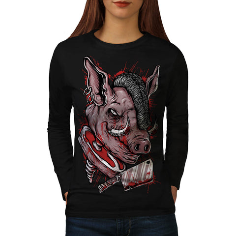Killer Punk Pig Dead Womens Long Sleeve T-Shirt