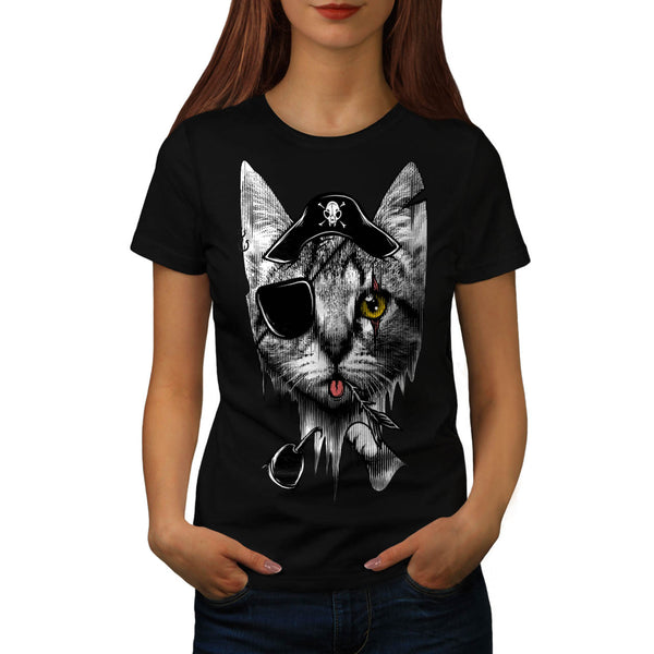 Cute Pirate Kitten Womens T-Shirt