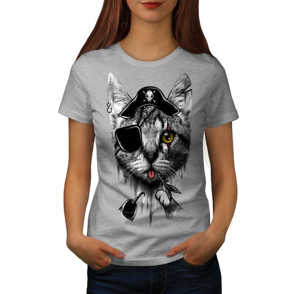 Cute Pirate Kitten Womens T-Shirt