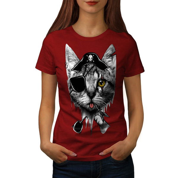 Cute Pirate Kitten Womens T-Shirt