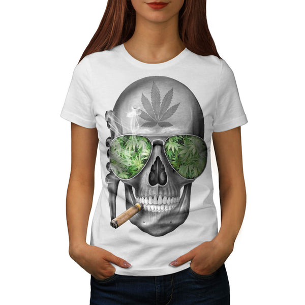 Skeleton Smoke Weed Womens T-Shirt