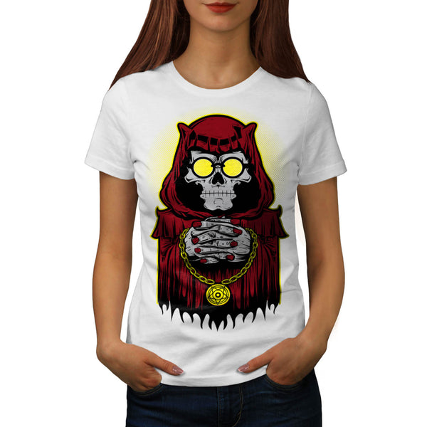Skeleton Priest Pray Womens T-Shirt