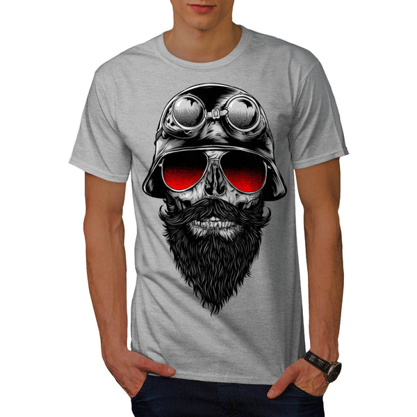 Skull Beard Hipster Mens T-Shirt