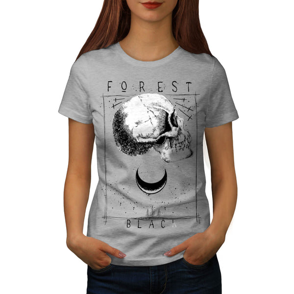 Forest Black Skull Womens T-Shirt