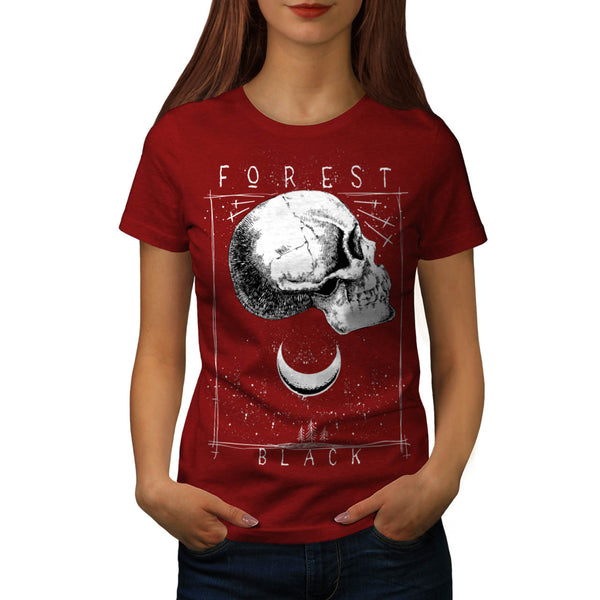 Forest Black Skull Womens T-Shirt