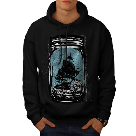 Pirate Ship Jam Jar Mens Hoodie