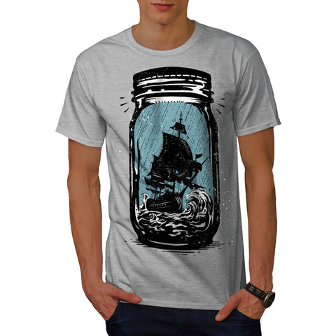 Pirate Ship Jam Jar Mens T-Shirt