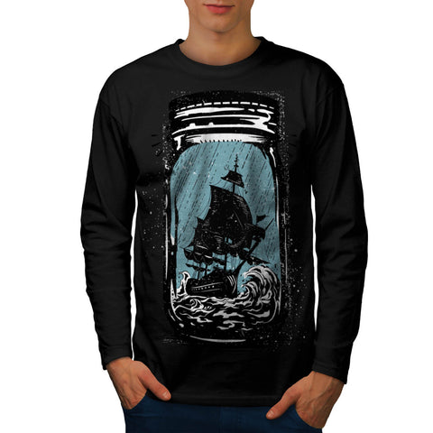 Pirate Ship Jam Jar Mens Long Sleeve T-Shirt
