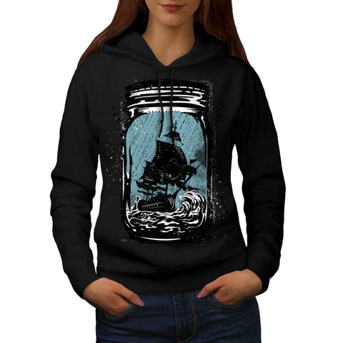 Pirate Ship Jam Jar Womens Hoodie