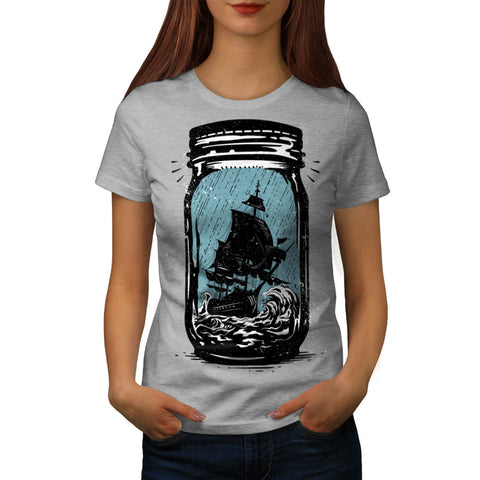 Pirate Ship Jam Jar Womens T-Shirt