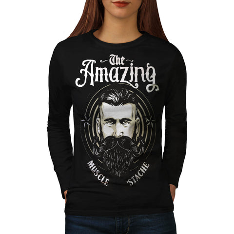 Muscle Moustache Womens Long Sleeve T-Shirt