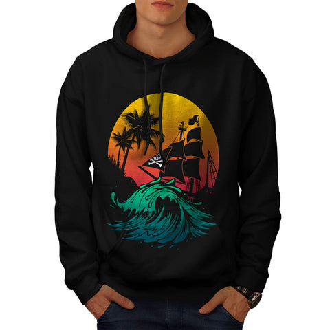 Pirate Ship Storm Mens Hoodie
