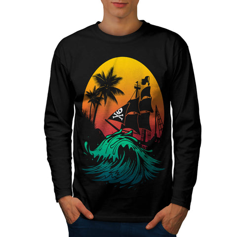 Pirate Ship Storm Mens Long Sleeve T-Shirt