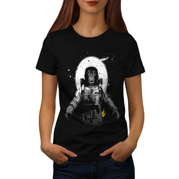 Space Monkey Moon Womens T-Shirt