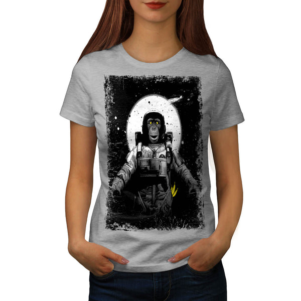 Space Monkey Moon Womens T-Shirt