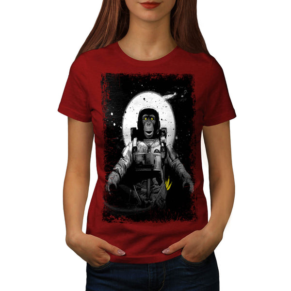 Space Monkey Moon Womens T-Shirt