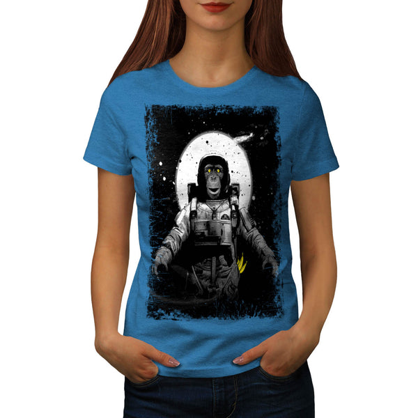 Space Monkey Moon Womens T-Shirt