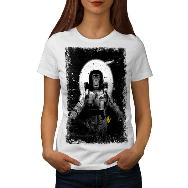 Space Monkey Moon Womens T-Shirt