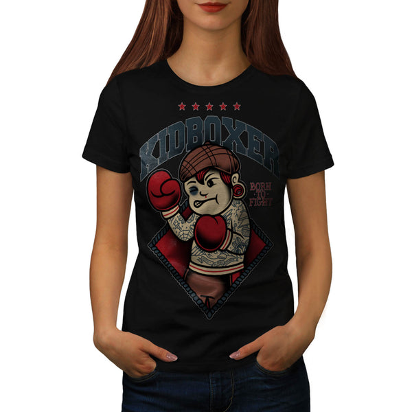 Kid Kick Boxer Funny Womens T-Shirt