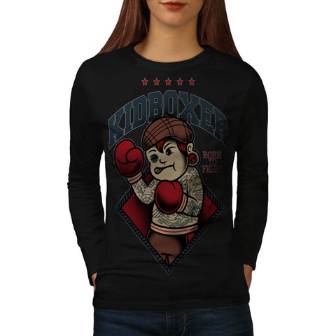 Kid Kick Boxer Funny Womens Long Sleeve T-Shirt