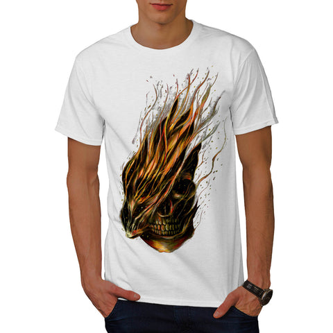 Skull Smoke Flame Mens T-Shirt