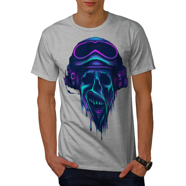 Horror Skull Pilot Mens T-Shirt