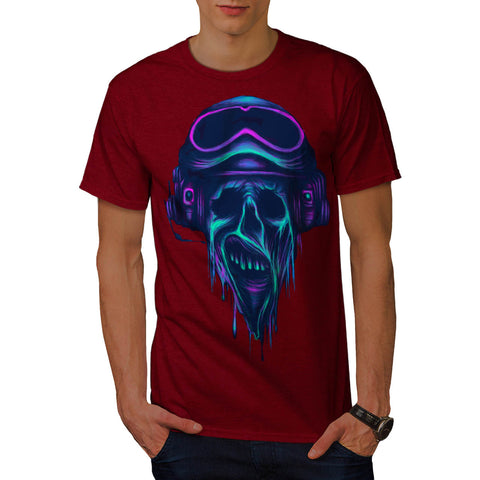 Horror Skull Pilot Mens T-Shirt