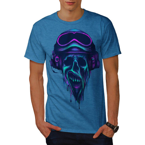 Horror Skull Pilot Mens T-Shirt