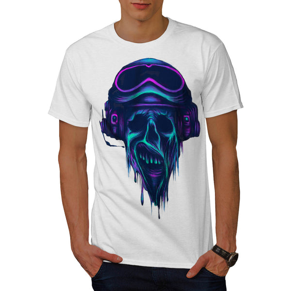 Horror Skull Pilot Mens T-Shirt