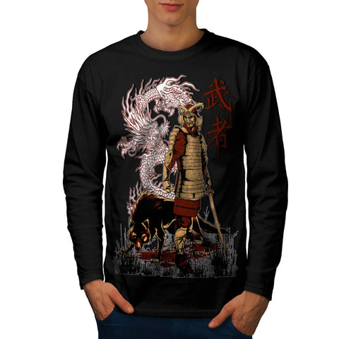 Japan Dragon Wolf Mens Long Sleeve T-Shirt