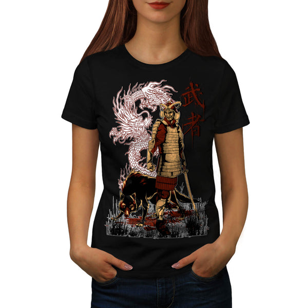 Japan Dragon Wolf Womens T-Shirt