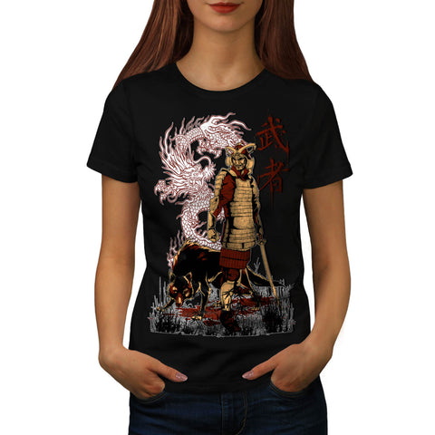 Japan Dragon Wolf Womens T-Shirt
