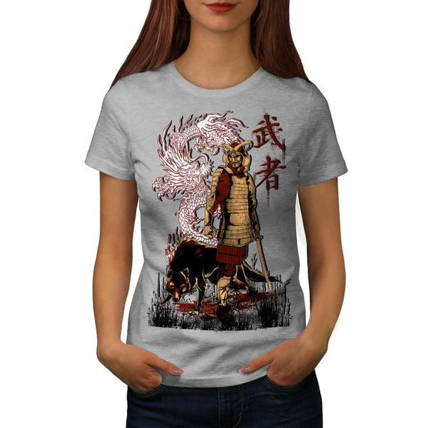 Japan Dragon Wolf Womens T-Shirt