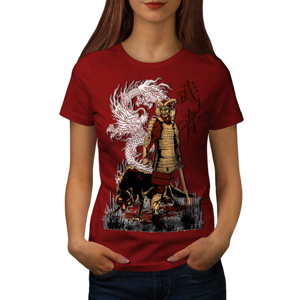 Japan Dragon Wolf Womens T-Shirt