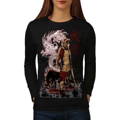 Japan Dragon Wolf Womens Long Sleeve T-Shirt