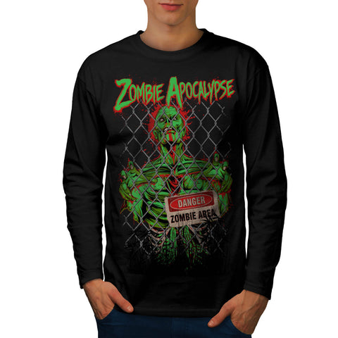 Danger Zombie Area Mens Long Sleeve T-Shirt